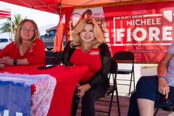 Michele Fiore greeted voters early Tuesday morning before 8 a.m. on Primary Election Day at her ...