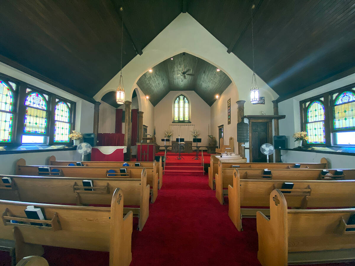The inside of St. Mark's Church is eye-catching, with its stained glass windows letting in colo ...