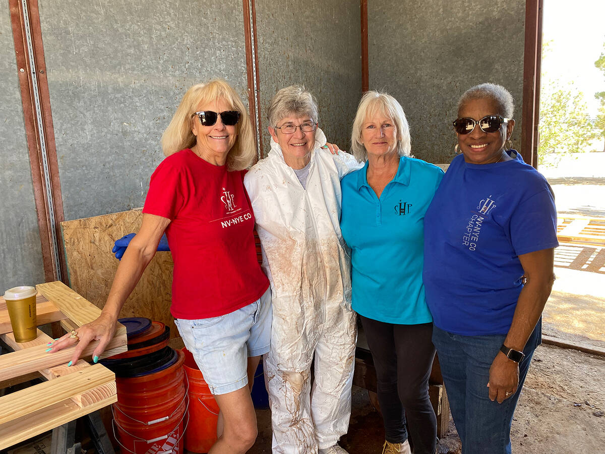 Nye County Sleep in Heavenly Peace members Michelle Caird, left, Carmen Murzyn, third from left ...