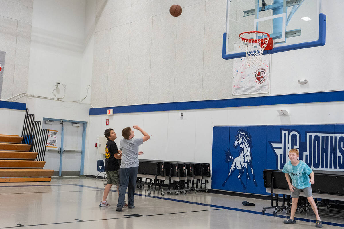 Pahrump Valley Youth Activities participants play a game of basketball. (John Clausen/Pahrump V ...