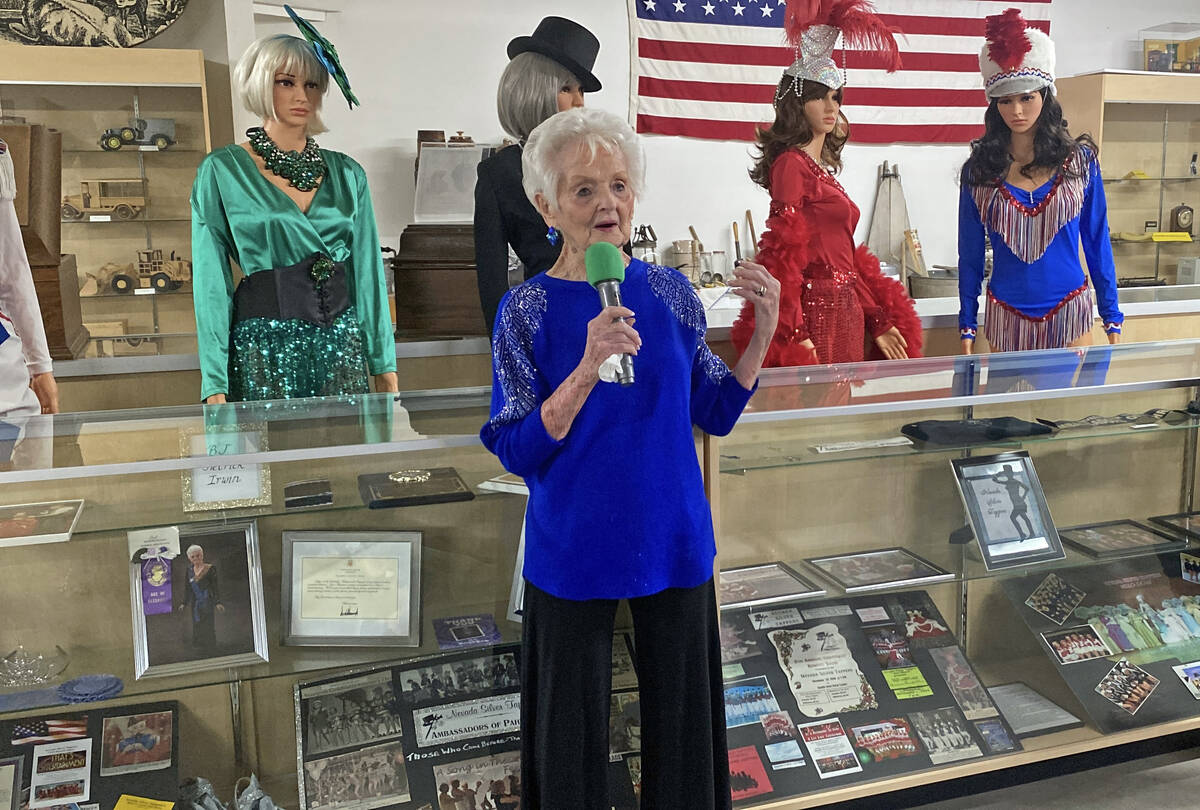 Nevada Silver Tappers and Ms. Senior Golden Years founder B.J. Hetrick-Irwin speaks to the crow ...