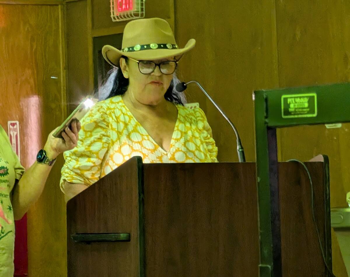 Amargosa Valley resident Emma Velador voiced concern over the proposed expansion of the Ash Mea ...