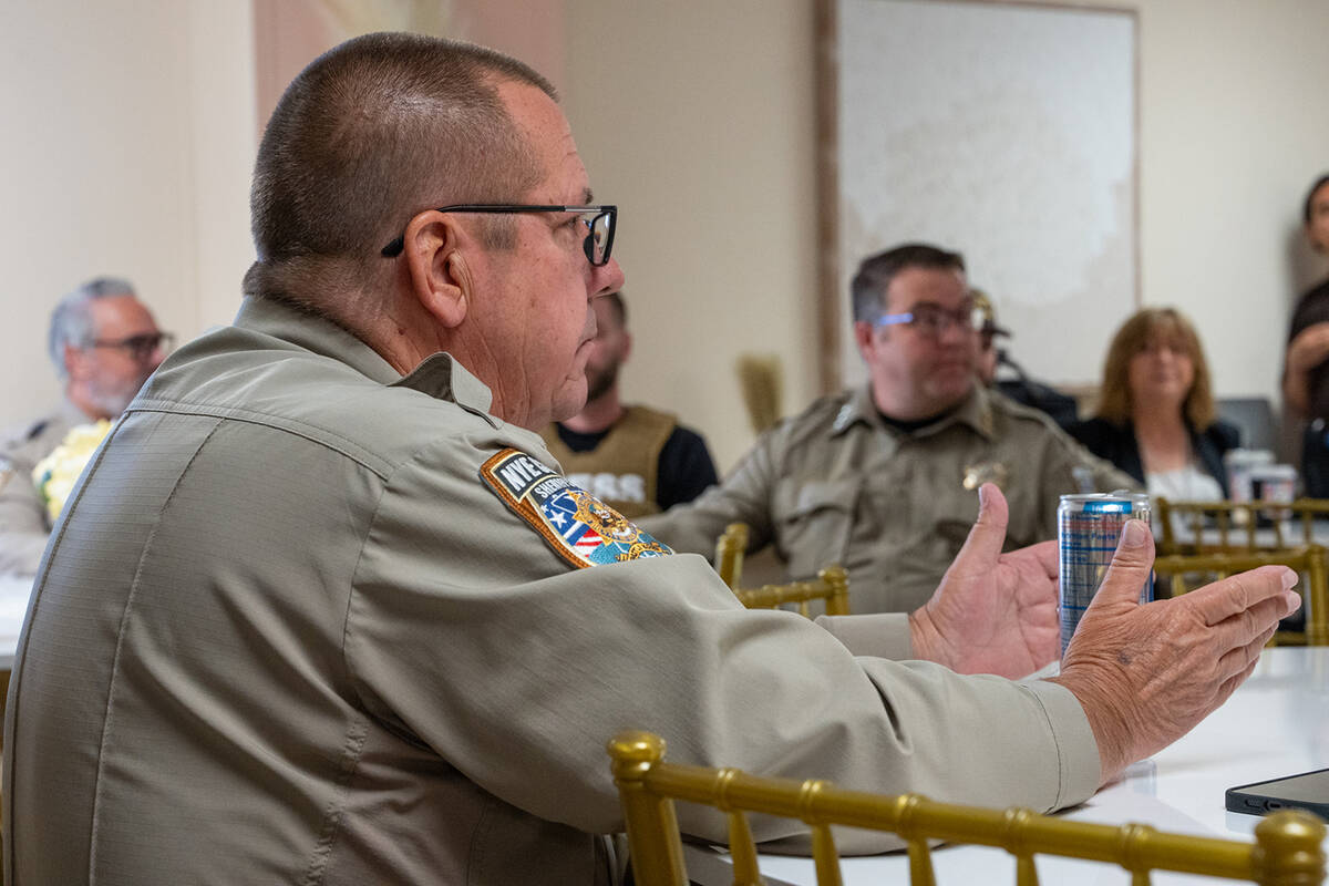 Nye County Sheriff Joe McGill discussed staffing during the talk. “We are better staffed now ...