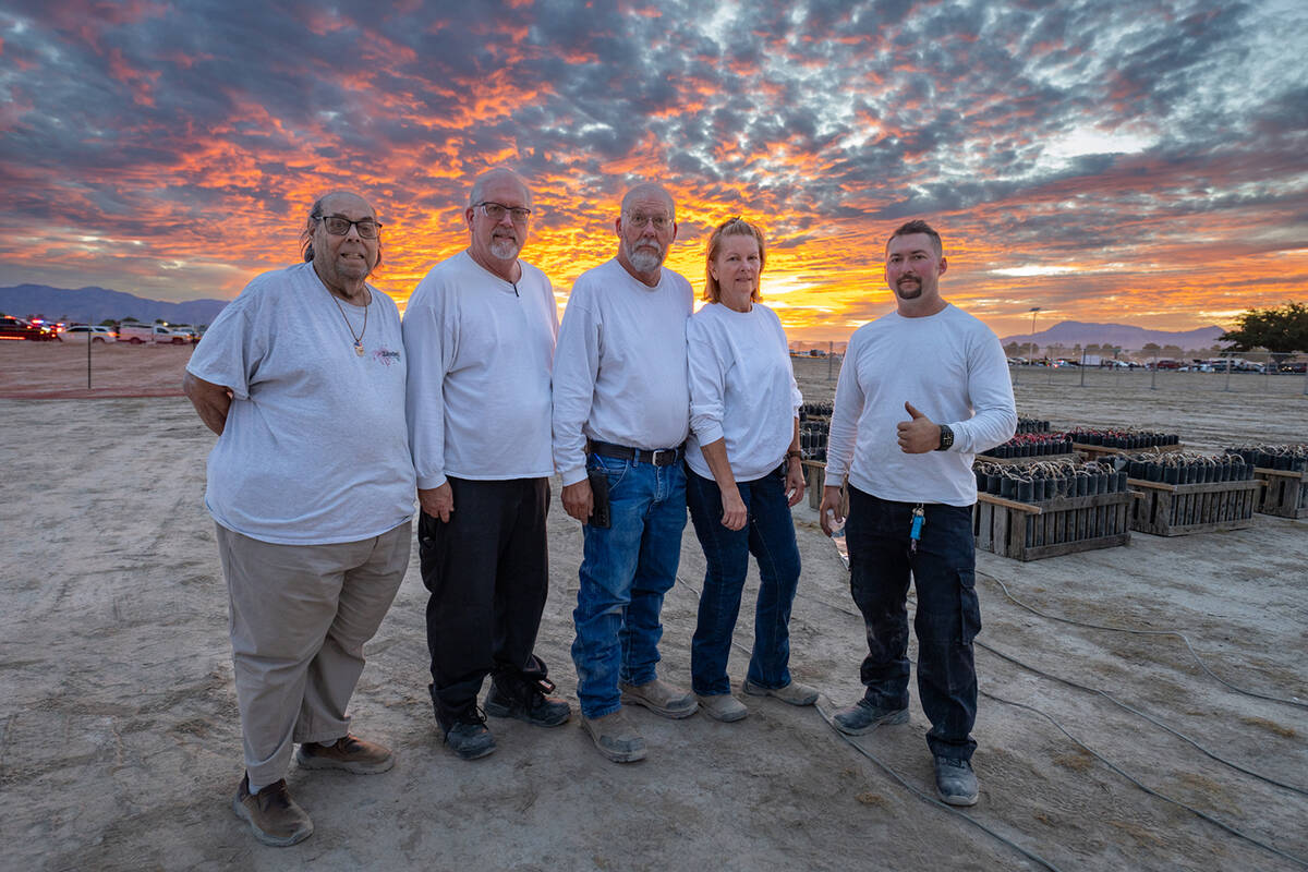 Zambelli Fireworks crew Richard Goldstein, Patrick O'Brien, John O'Brien, Marykay Radcliffe and ...