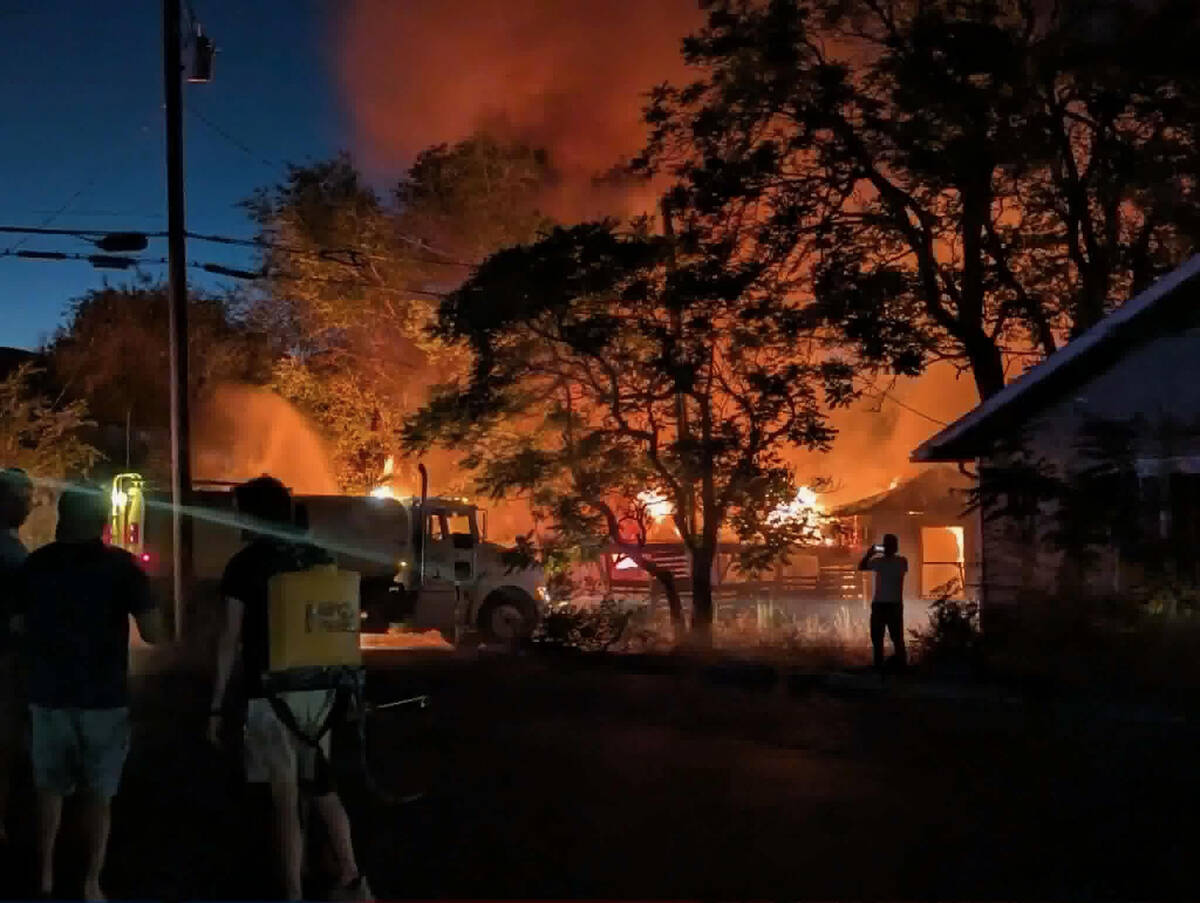 Three structures caught fire in Beatty near Montgomery Street and 2nd Street on July 10. (Pahru ...