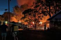 Three structures caught fire in Beatty near Montgomery Street and 2nd Street on July 10. (Pahru ...