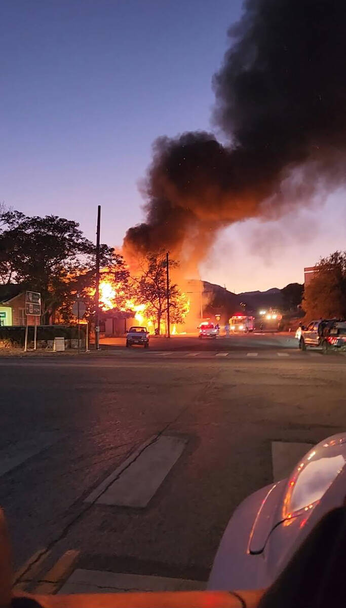 A large smoke column was developing in the area as crews responded to the scene. (Pahrump Valle ...