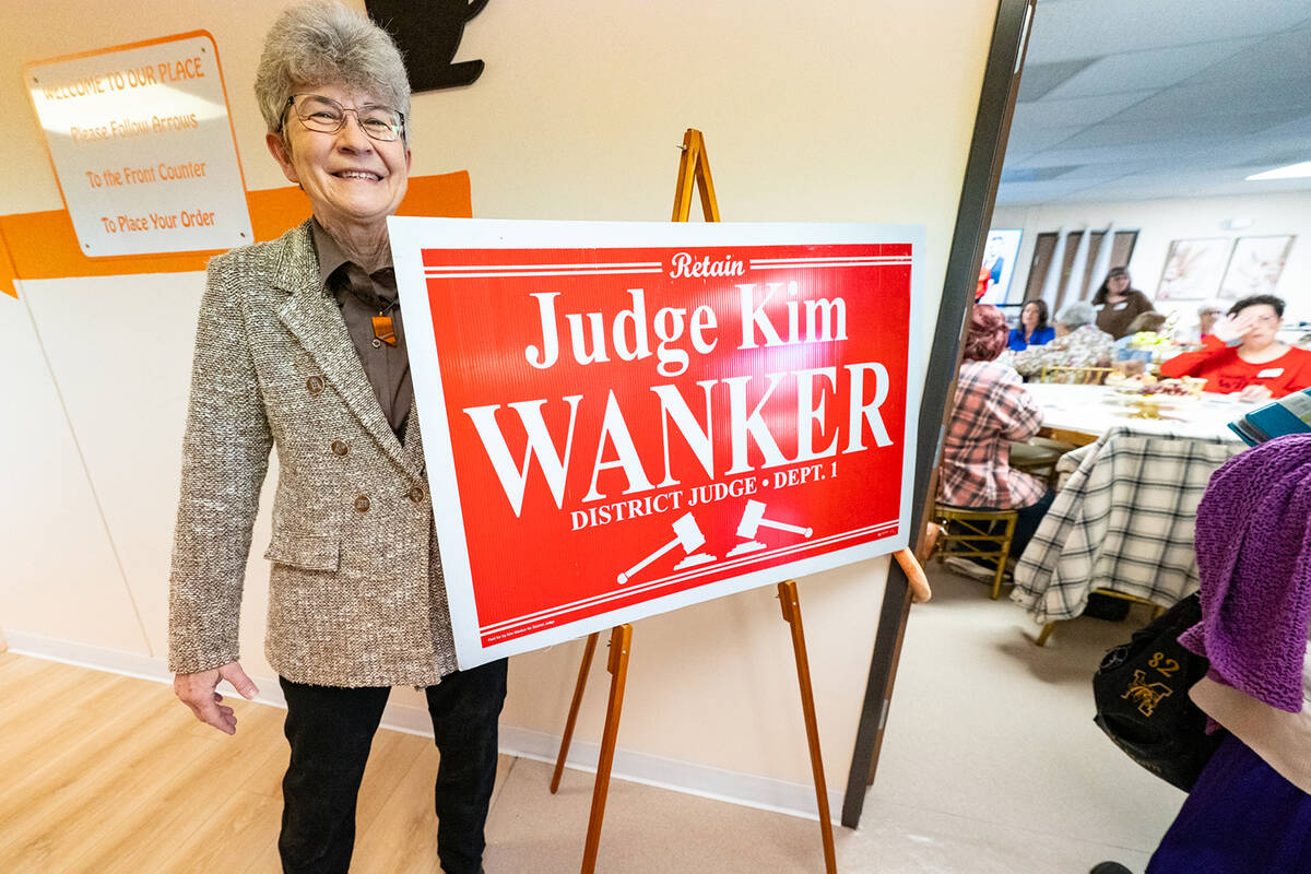 Fifth Judicial District Court Department 1 Judge Kimberly “Kim” Wanker at her reelection ca ...