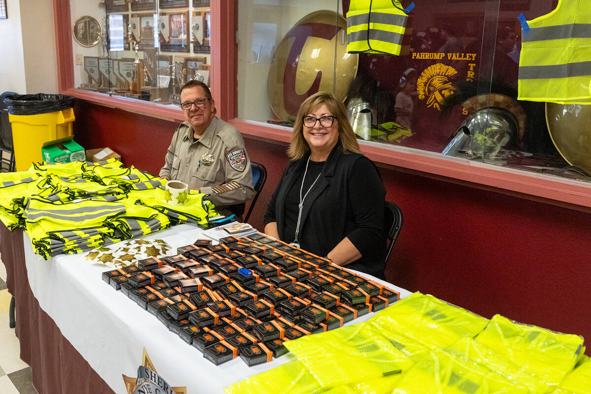 Nye County Sheriff Joe McGill (left) and Sheriff's Administrative Manager Tammy Engel (right) a ...