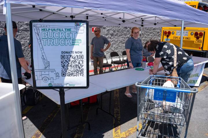 Valley Electric Association hosted its annual Fill the Bucket Truck School Supply Drive this pa ...