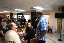 Congressman Steven Horsford greets a table at the "Stuff Costs Too Much Tour" stop in Pahrump. ...