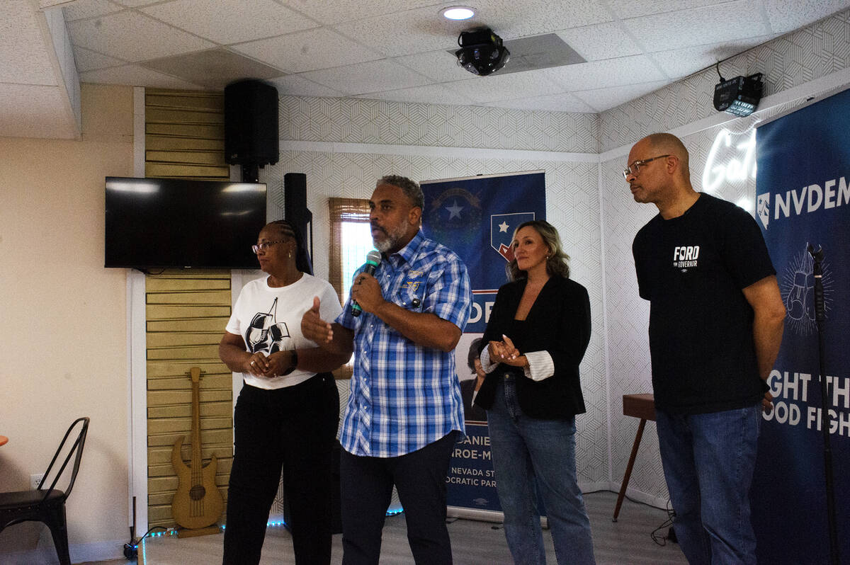 (From left to right) Nevada State Democratic Party Chair Daniele Monroe-Moreno, Congressman St ...
