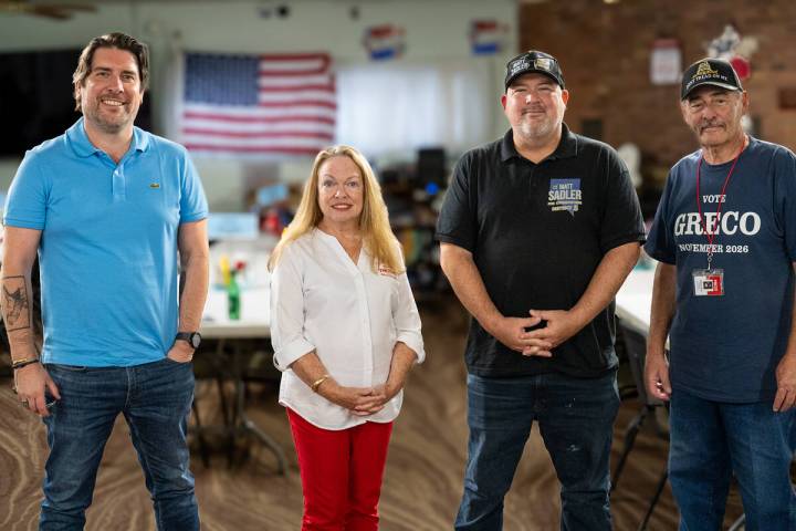 (From left to right) Independent/nonpartisan District 5 commissioner candidate Chris Lally, Rep ...