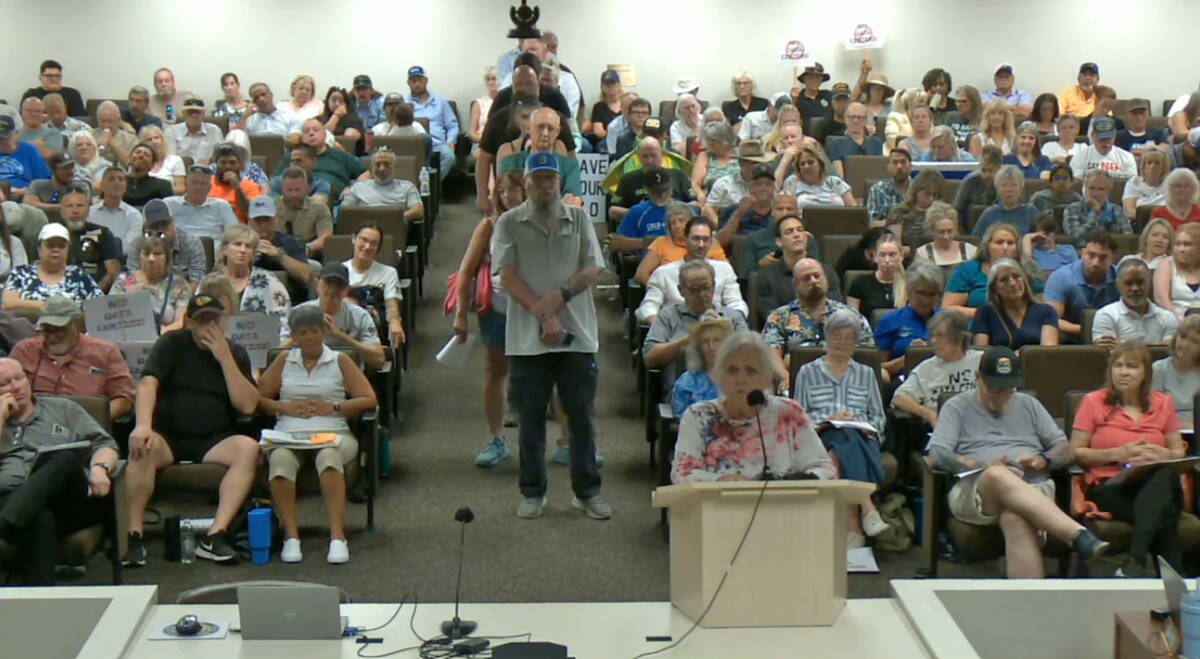 Hundreds of residents turned out to the Nye County Commission's Tuesday, August 4 meeting to ha ...