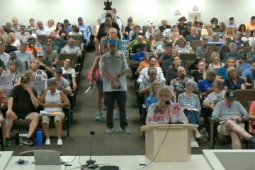 Hundreds of residents turned out to the Nye County Commission's Tuesday, August 4 meeting to ha ...