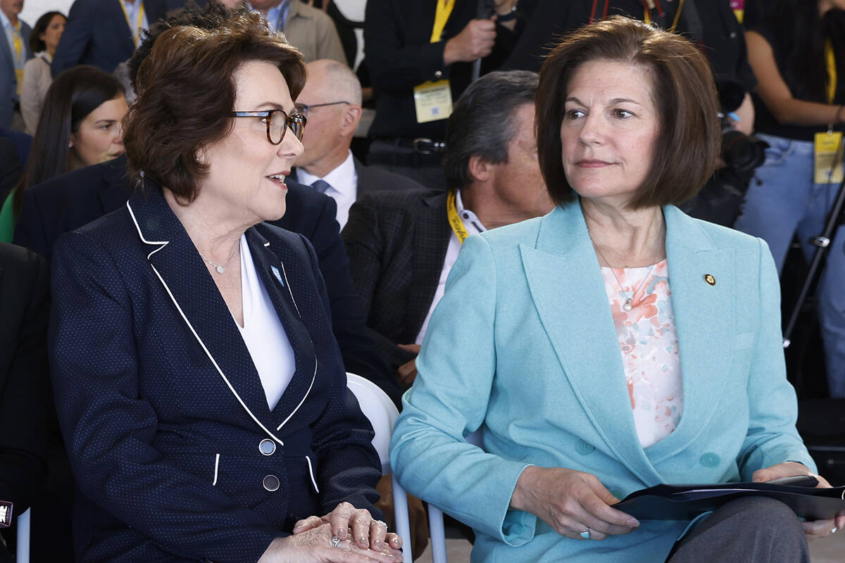 Sen. Jacky Rosen, left, and Sen. Catherine Cortez Masto. (Bizuayehu Tesfaye/Las Vegas Review-Jo ...