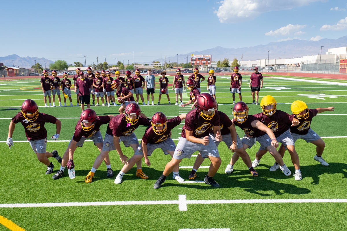 The Trojans field-goal unit works through a kicking drill during football practice, Aug. 5, in ...