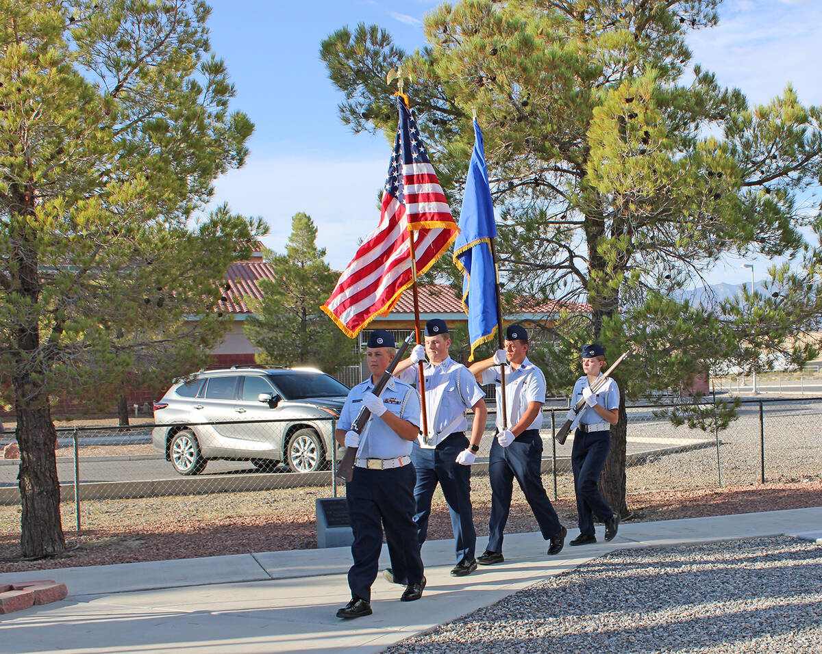 The Pahrump Civil Air Patrol had the honor of presenting the colors at the 2026 Purple Heart Da ...