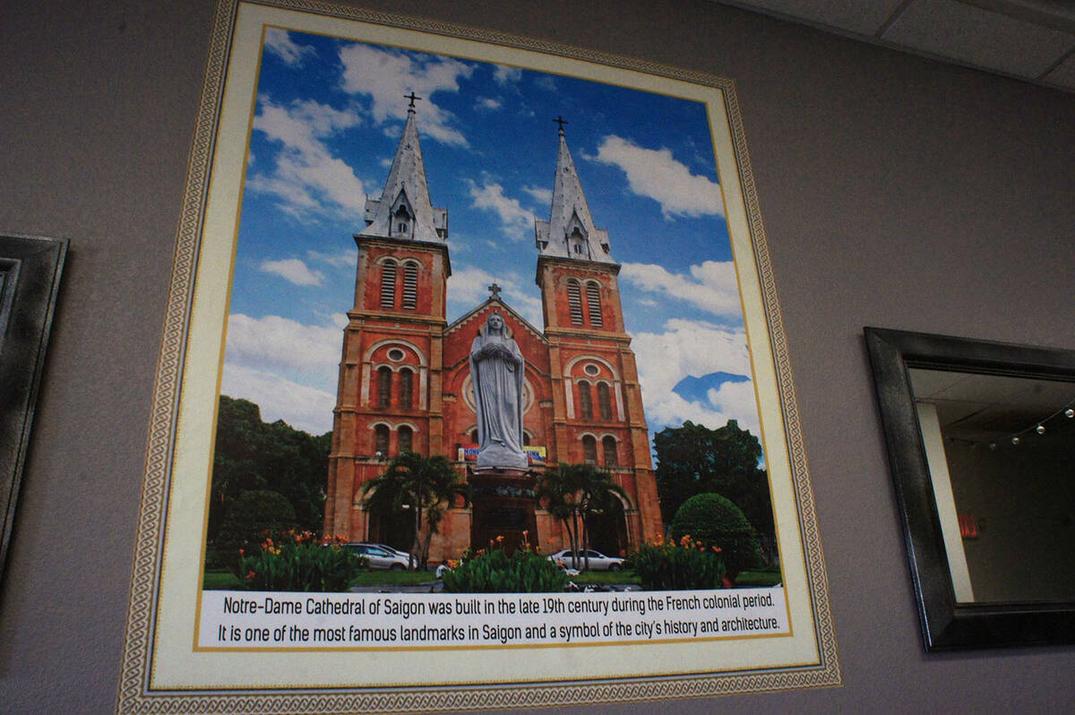 A photo of the Notre-Dame Cathedral Basilica of Saigon in Ho Chi Minh City is displayed in O Ha ...