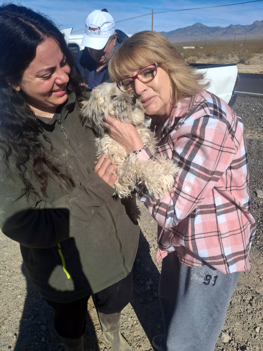 A local resident is overcome with emotion as she is reunited with her dog, which Search Squad o ...