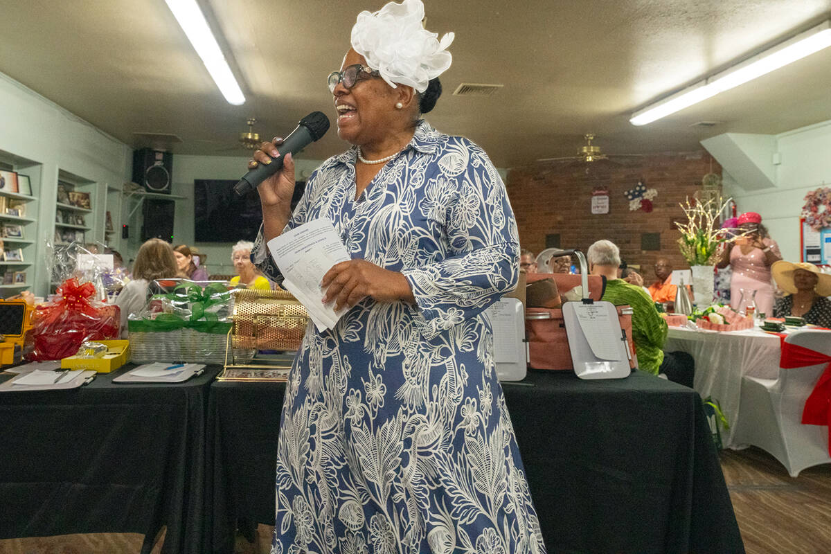 Pahrump MLK Scholarship Foundation President Saundra Fisher addresses the packed crowd at the n ...