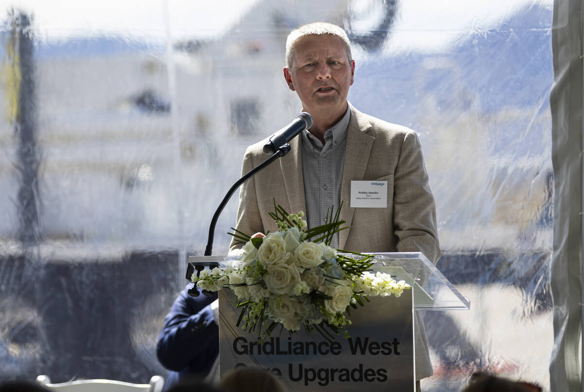 Robby Hamlin, CEO of Valley Electric Association, speaks during a groundbreaking ceremony for G ...