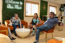 Nye County sheriff candidate Dan Pineau chats with residents at Our Place Coffee on Saturday, S ...