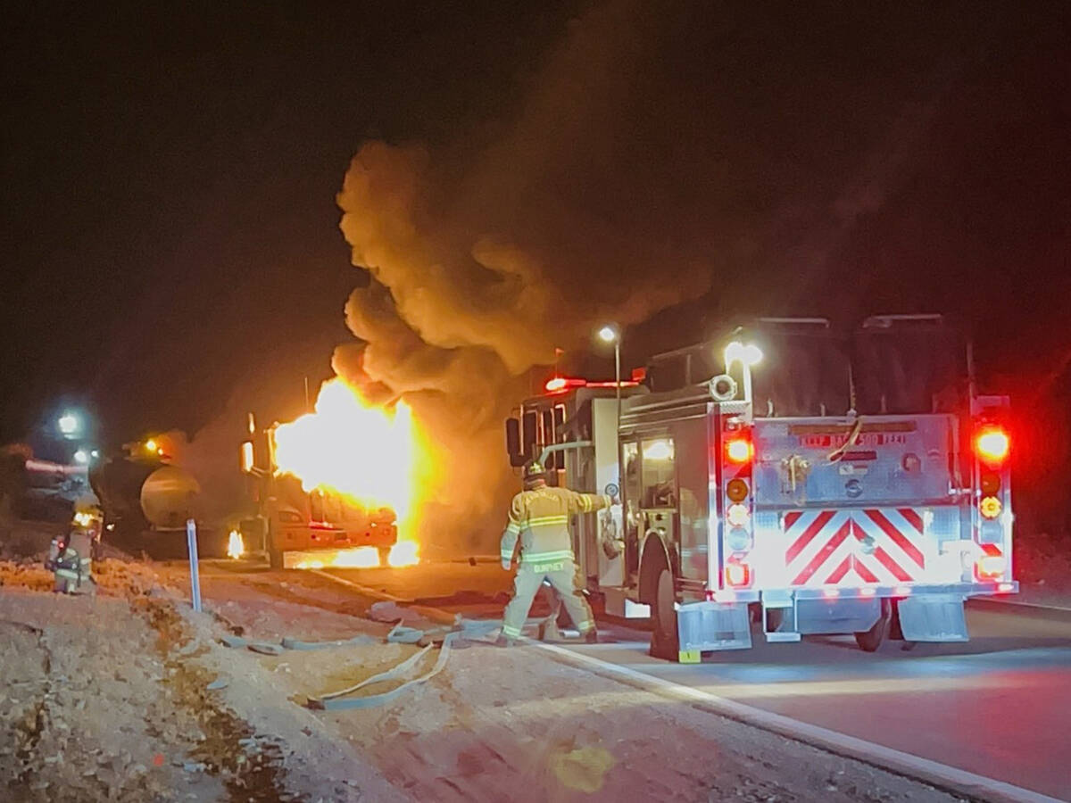 A tractor-trailer fire occurred on State Route 190 on Sept. 9 after the vehicle’s brakes over ...
