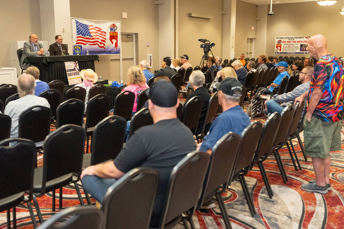 The Nye County Republican Club hosted a general election debate night on Monday, Sept. 21. The ...