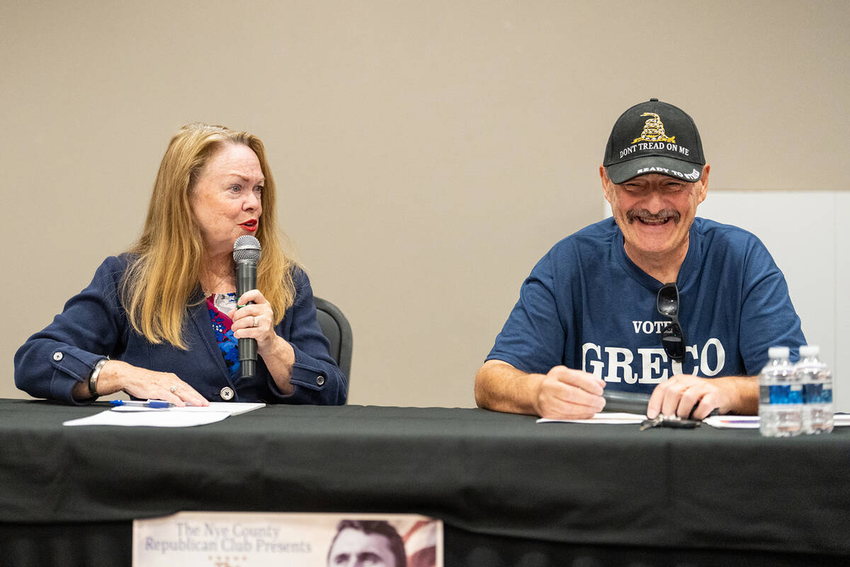 Republican nominee for District 4 commissioner Debra Thomas (left) and Independent American Par ...