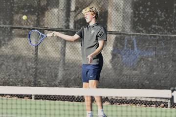 Robert Vendettoli/Boulder City Review Returning the ball, Boulder City doubles star Miles Alder ...