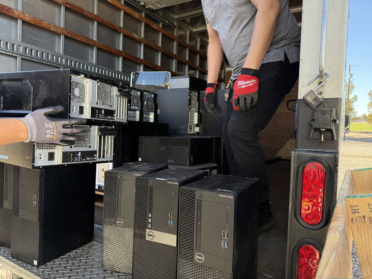 Nye County recently donated four pallets worth of outdated technology and equipment to the nonp ...