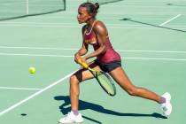 Pahrump Valley senior Chanel Anthony prepares for a backhand in this file photo. The girls capt ...