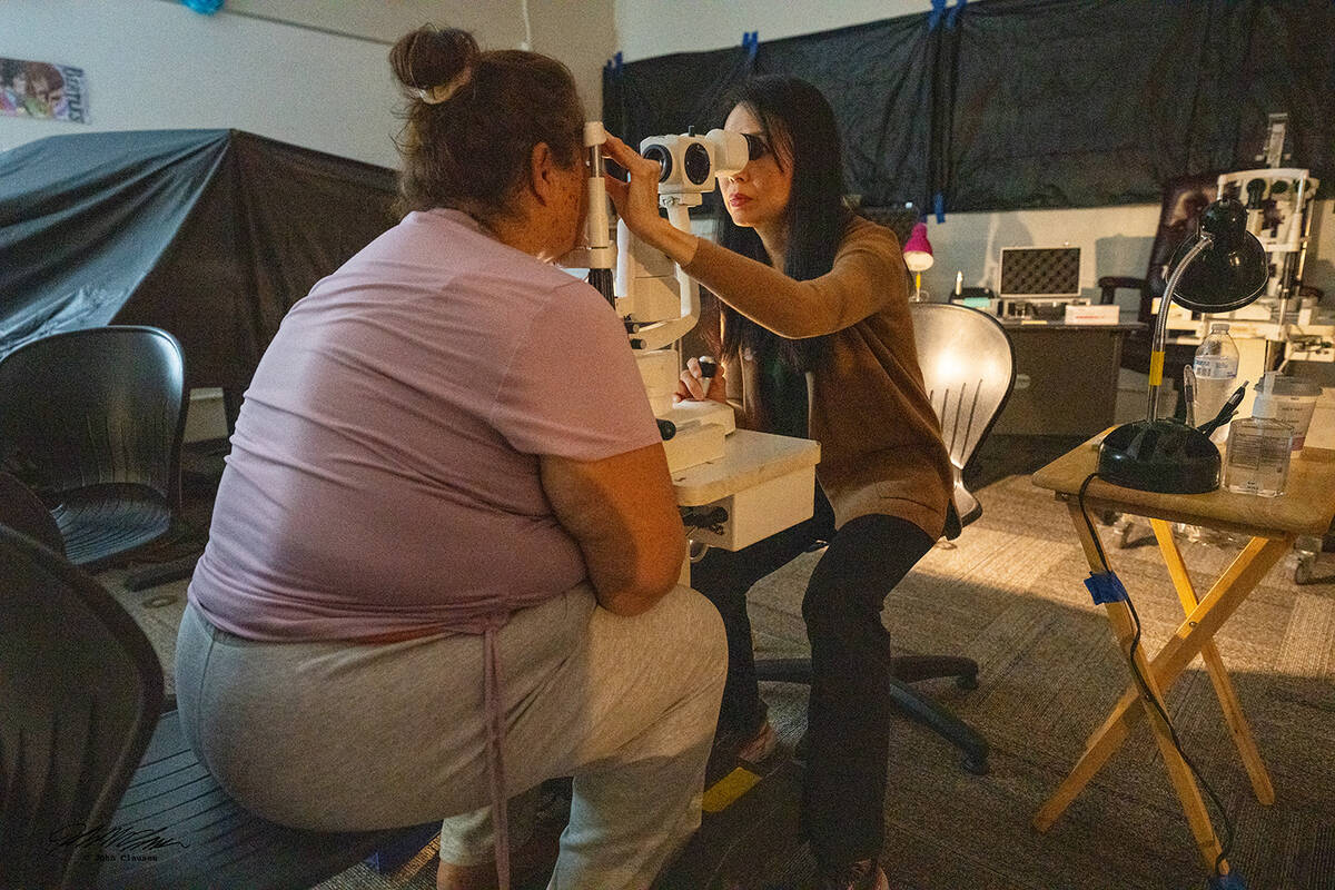 Eye exams were one of the many free services offered at the RAM clinic in Pahrump. (John Clause ...