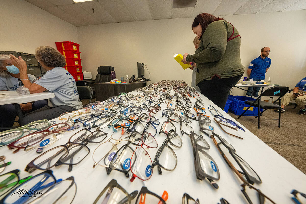 Glasses were made on site at the RAM clinic in Pahrump as part of the no-cost vision care. (Joh ...