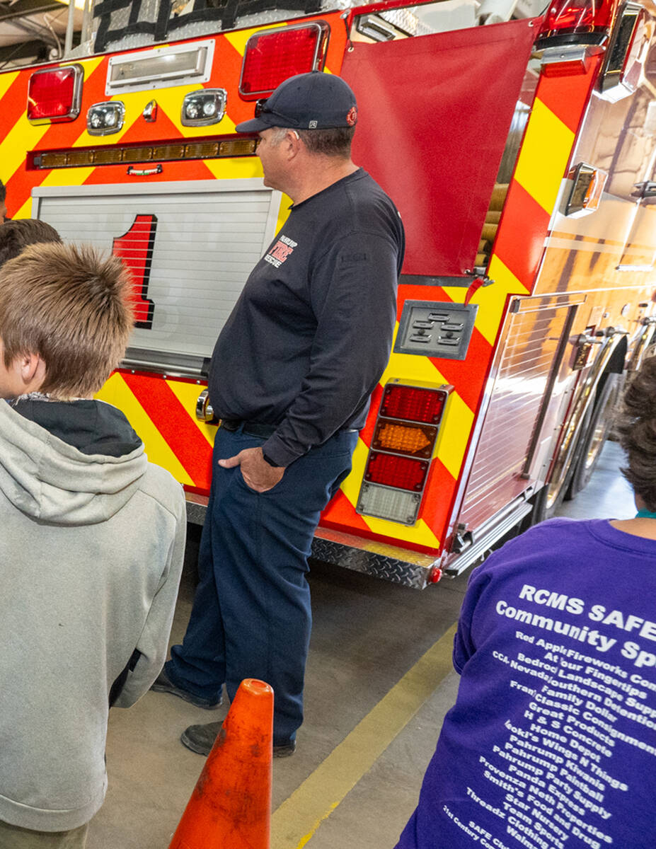 At the fire station, the students toured ambulances and fire trucks. (John Clausen/Pahrump Vall ...