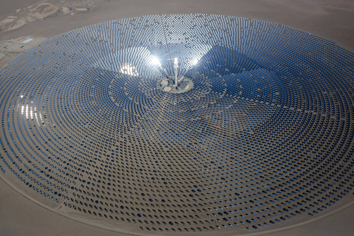 The Crescent Dunes Solar Energy Facility in Tonopah is seen in an undated photo. (Julianne Bode ...