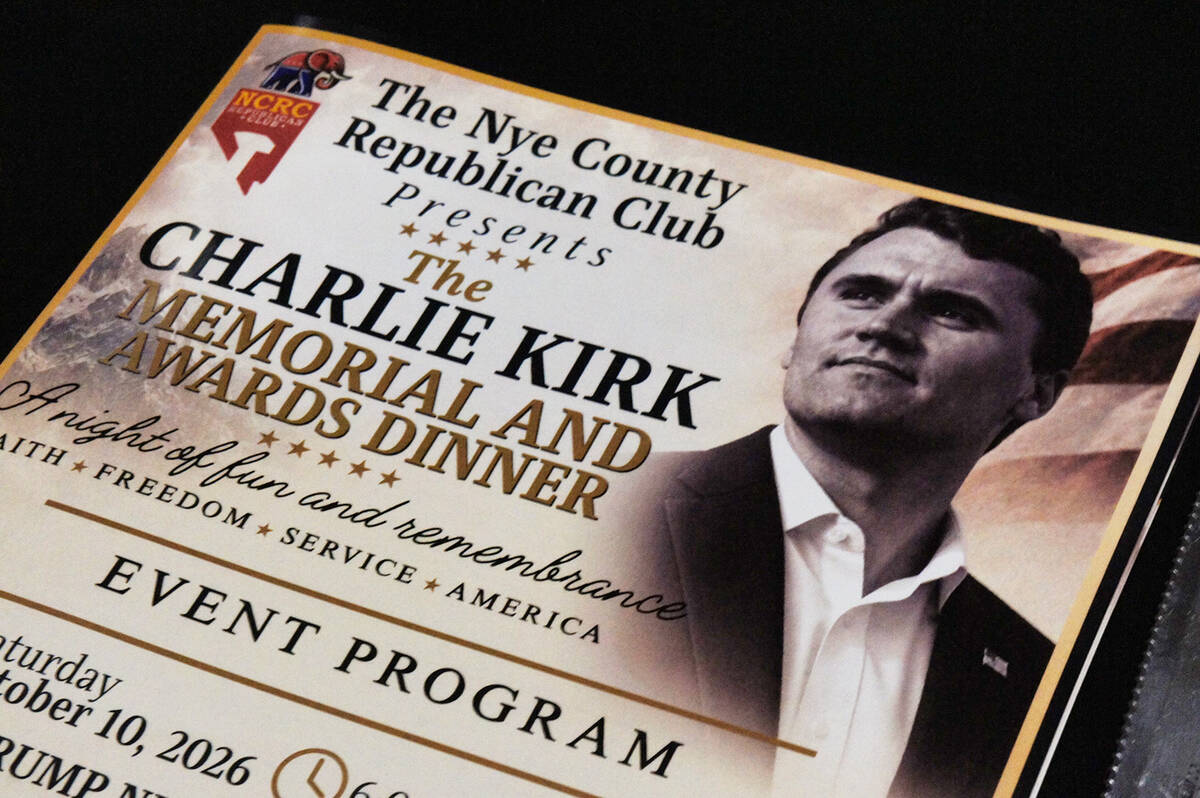 The Nye County Republican Club held the Charlie Kirk Memorial and Awards Dinner on Saturday, Oc ...