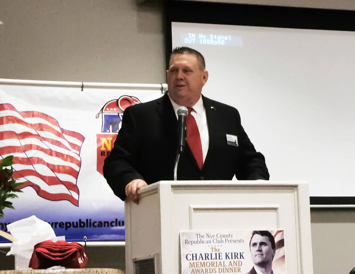 Scott Oakley, who is seeking to become Pahrump's new justice of the peace in Department B, addr ...