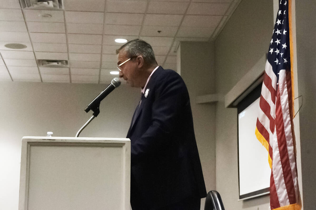 District 1 Nye County Commissioner Bruce Jabbour spoke at the dinner and was also presented an ...