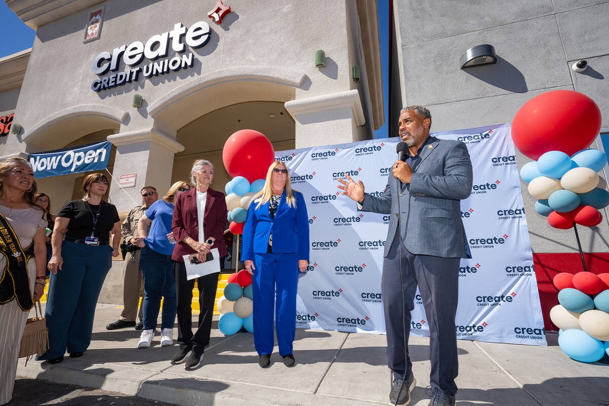 Congressman Steven Horsford speaks at Create Credit Union's grand opening ceremony in Pahrump o ...