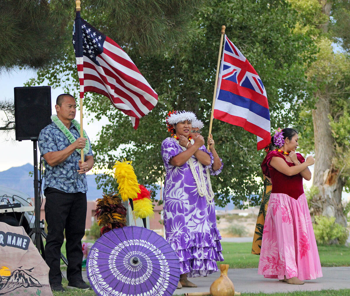 Dancers from the Na Hula Hali’a Aloha Cultural Preservation Center in Henderson entertained t ...
