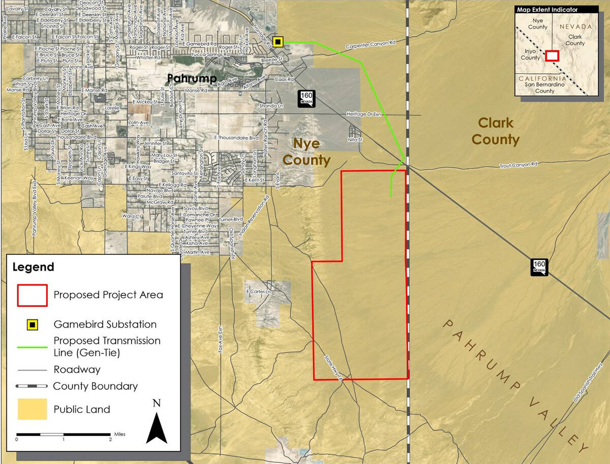 The Copper Rays Solar project is proposed for 4,414 acres of Bureau of Land Management land sou ...