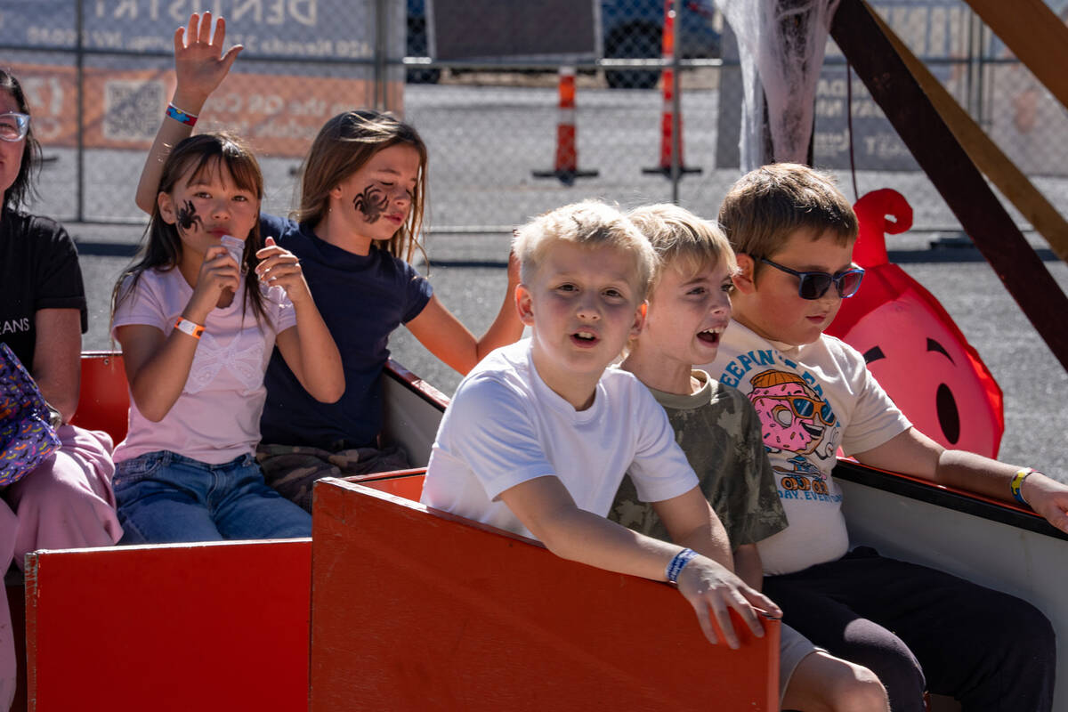 These Pumpkin Days attendees enjoyed the event's train. (John Clausen/Pahrump Valley Times)